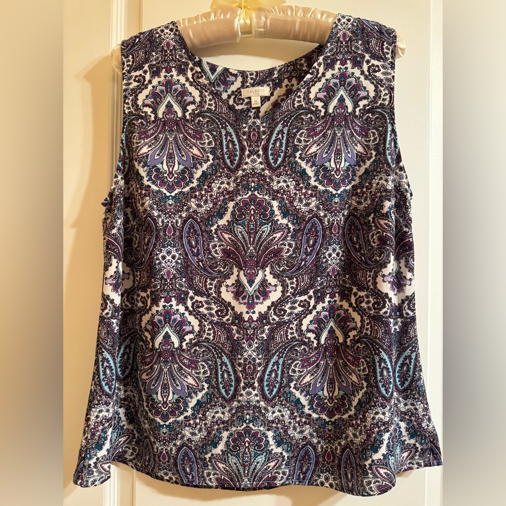 NWOT Talbots Colorful Paisley Sleeveless Blouse - Size Medium
